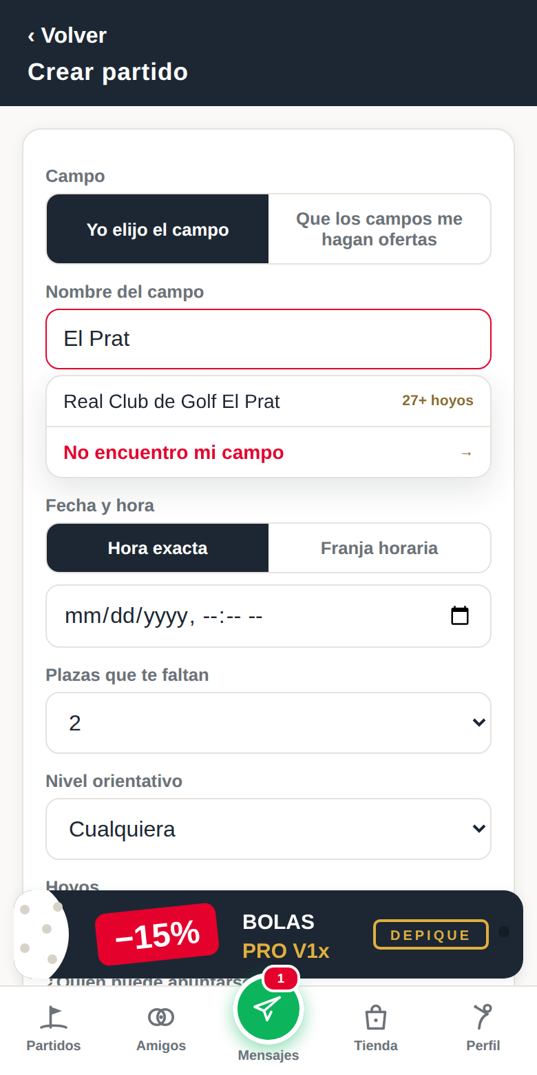Crea tu partido